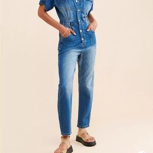 Free People Blue Denim Overalls